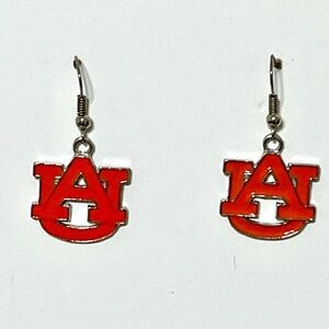 Auburn tiger logo orange dangle earrings